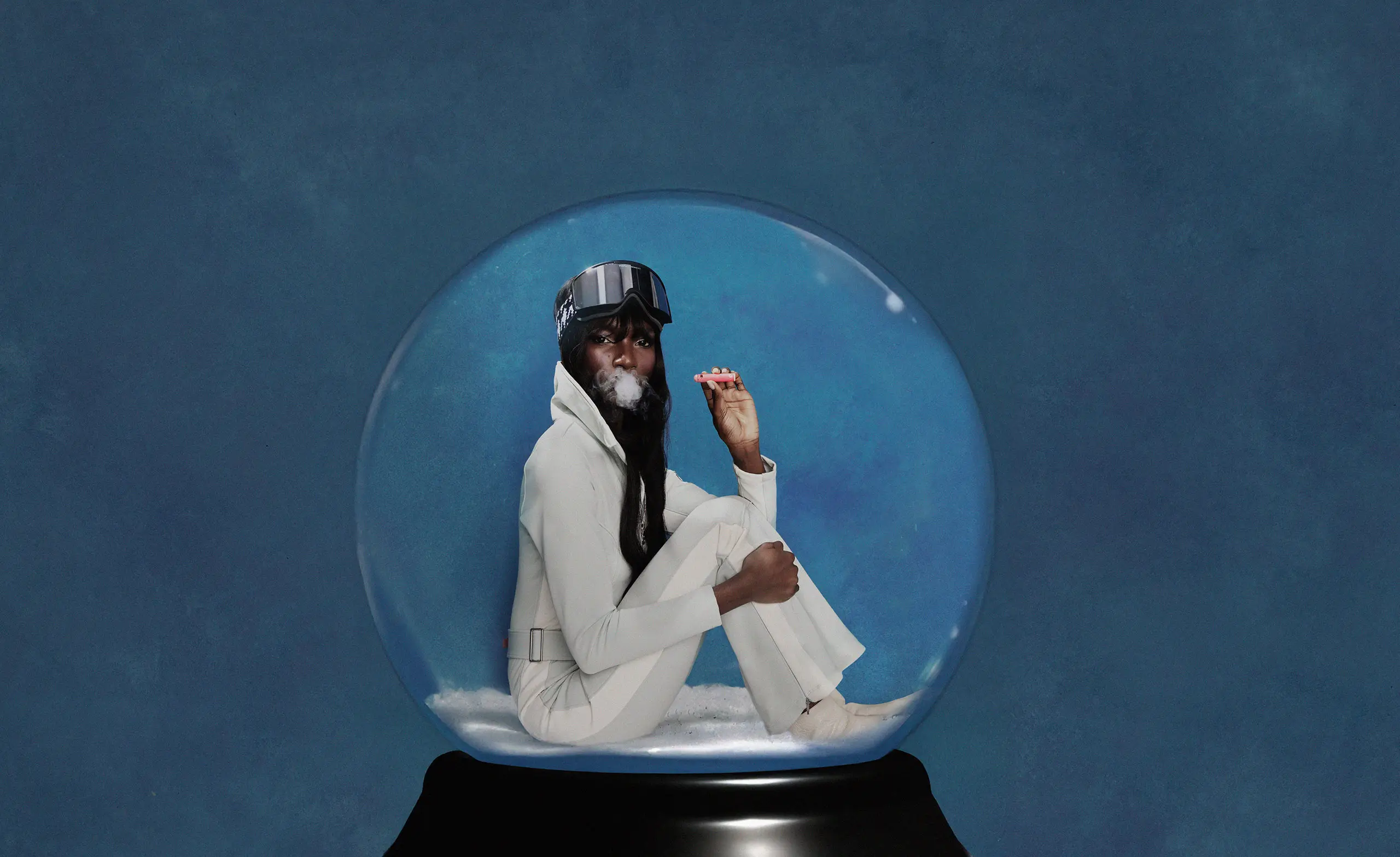 Flower by Edie Parker Winter Header - Woman in a Snow Globe